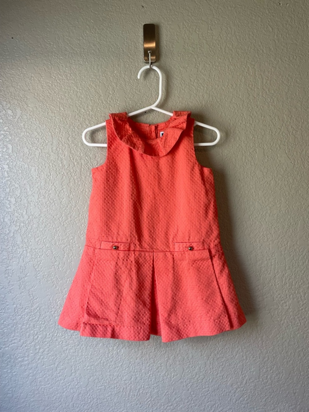 Janie and Jack 2T Coral Dropwaist Dress Sleeveless Pleated Lined Summer Preppy